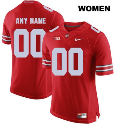 Women's NCAA Ohio State Buckeyes Custom #00 College Stitched Authentic Nike Red Football Jersey WR20T76UB